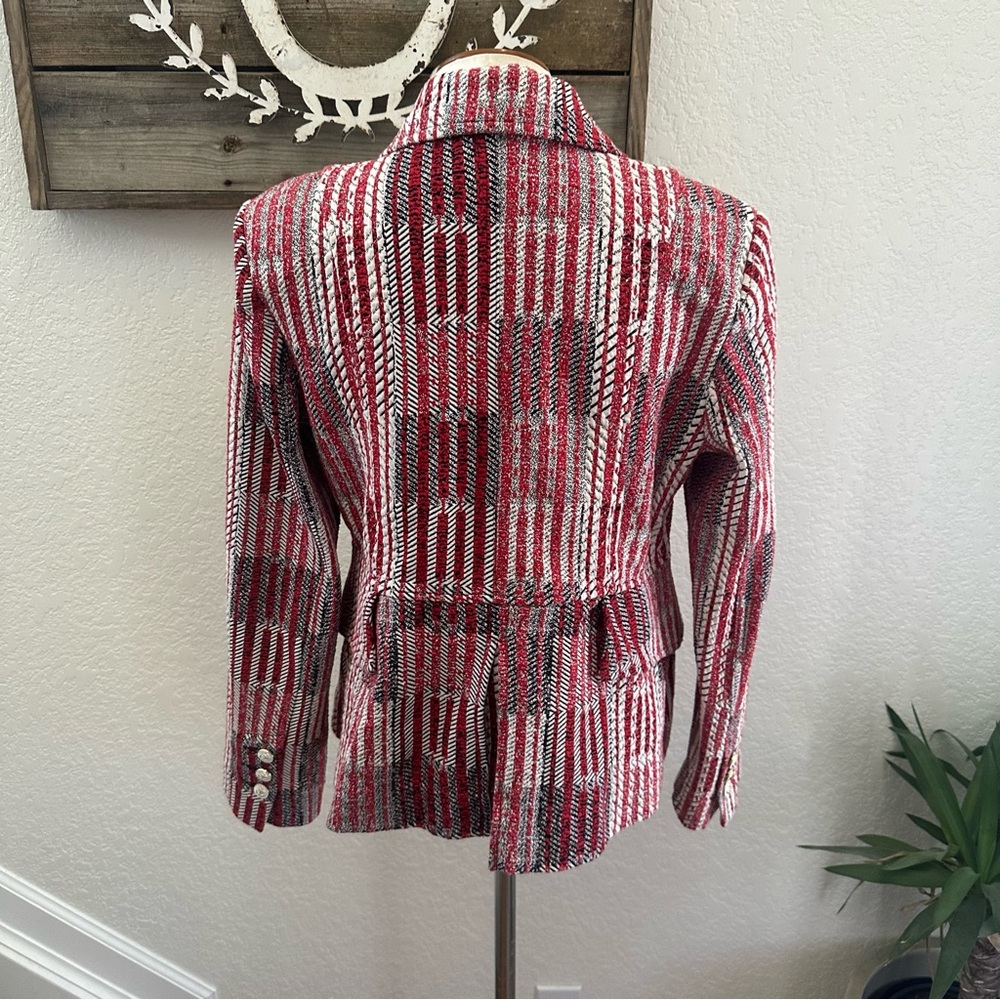 CAbi #6028 Patchwork Red‎ and White Women's Blazer ladies size M - Picture 2 of 9